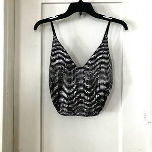 Silver Sequin Crop Camisole
